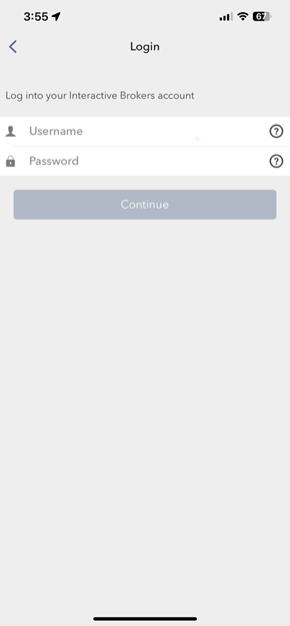 Image of the IB key login for iPhone